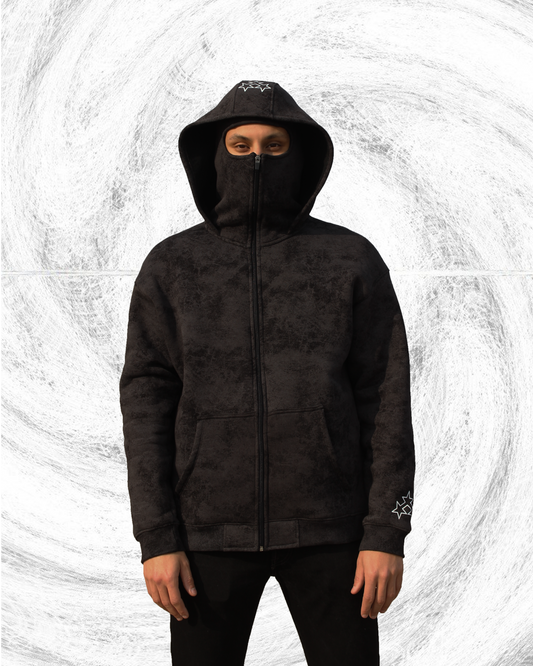 Novo Mask Hoodie - Patterned Black