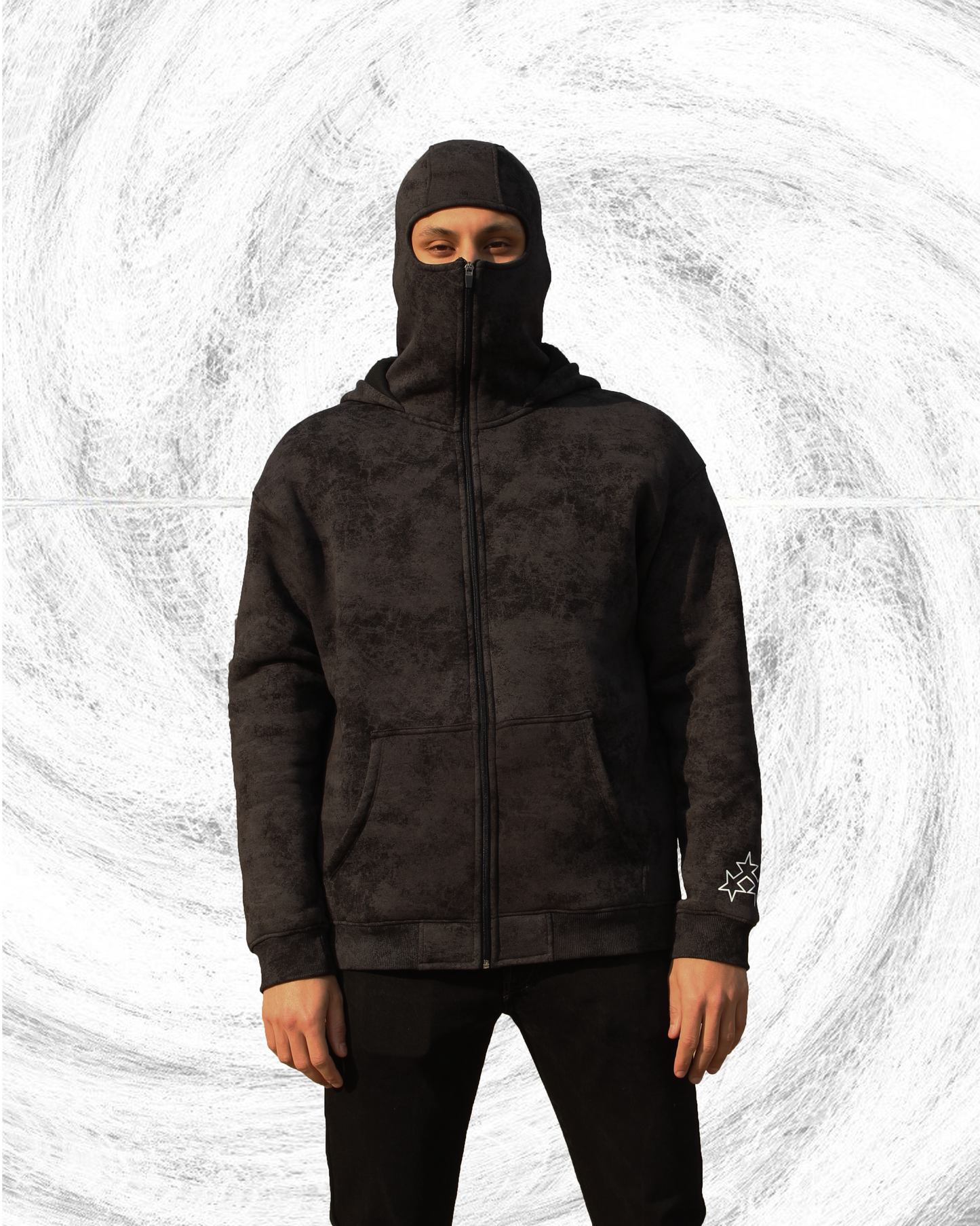 Novo Mask Hoodie - Patterned Black